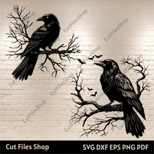 Load image into Gallery viewer, Raven Scenes SVG for Cricut Joy, DXF for CNC, Glowforge Cut Files, Sublimation Design
