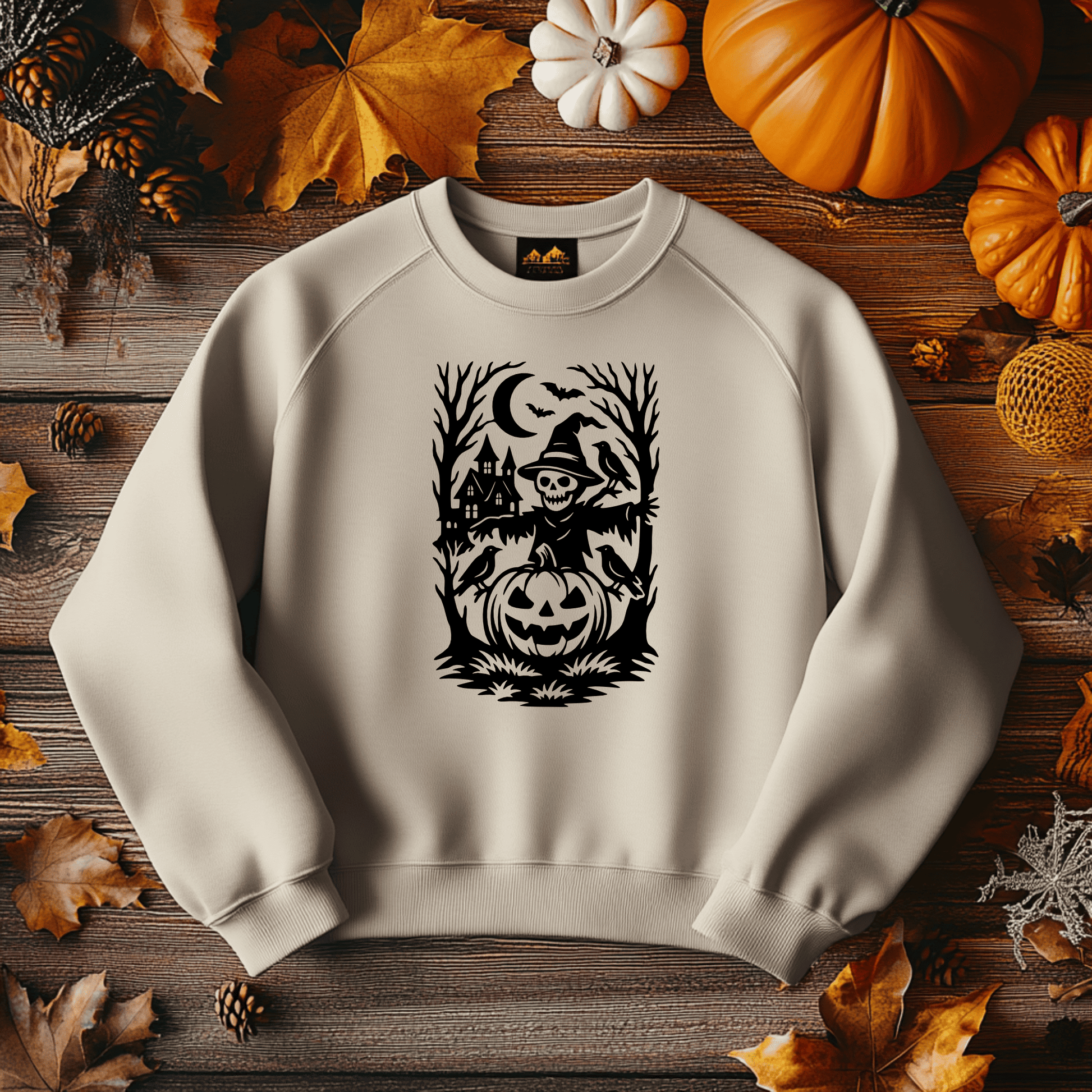 Halloween vector EPS with bats, crows, and spooky trees