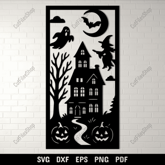 Haunted house SVG DXF PNG for CNC laser cutting