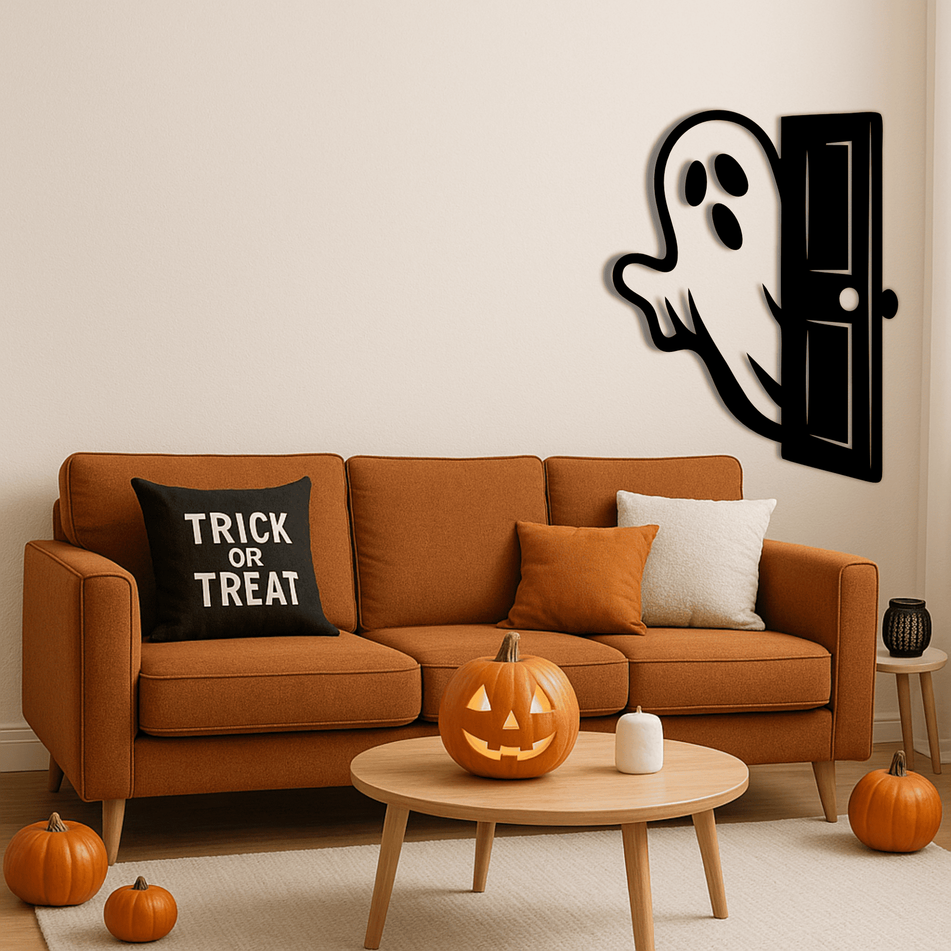 Ghost behind fence SVG template for rustic Halloween signs