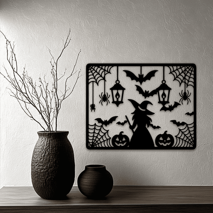 Halloween lantern and cobweb vector DXF for spooky décor