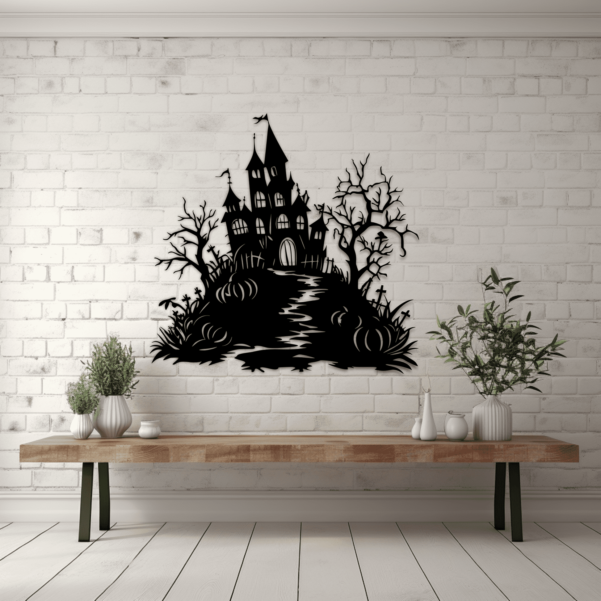 Halloween Castle SVG, DXF for Cricut & Glowforge, Halloween metal decor DIY