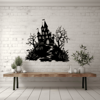 Halloween Castle SVG, DXF for Cricut & Glowforge, Halloween metal decor DIY