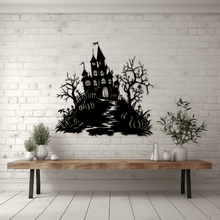 Load image into Gallery viewer, Halloween Castle SVG, DXF for Cricut &amp; Glowforge, Halloween metal decor DIY
