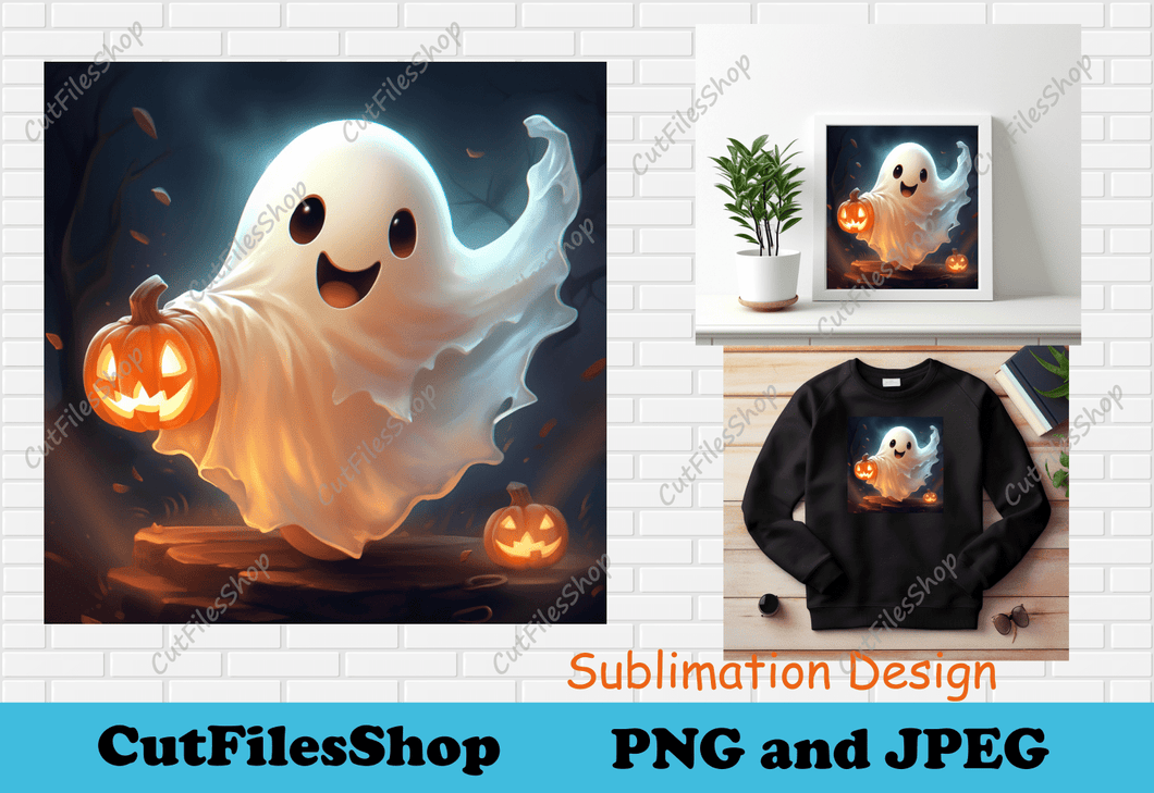 Cute halloween ghost png for Sublimation, high resolution PNG file, Digital download png files, cute ghost png