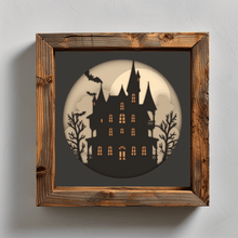 Load image into Gallery viewer, 3D Shadow Box SVG Haunted House, Layered Halloween Papercut Template, DIY Home Decor, Instant Download
