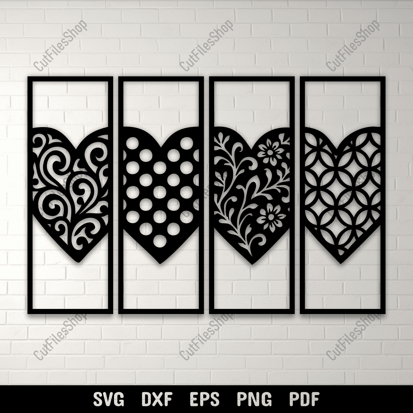 Heart Panel SVG DXF EPS PNG for laser cutting, CNC and plasma
