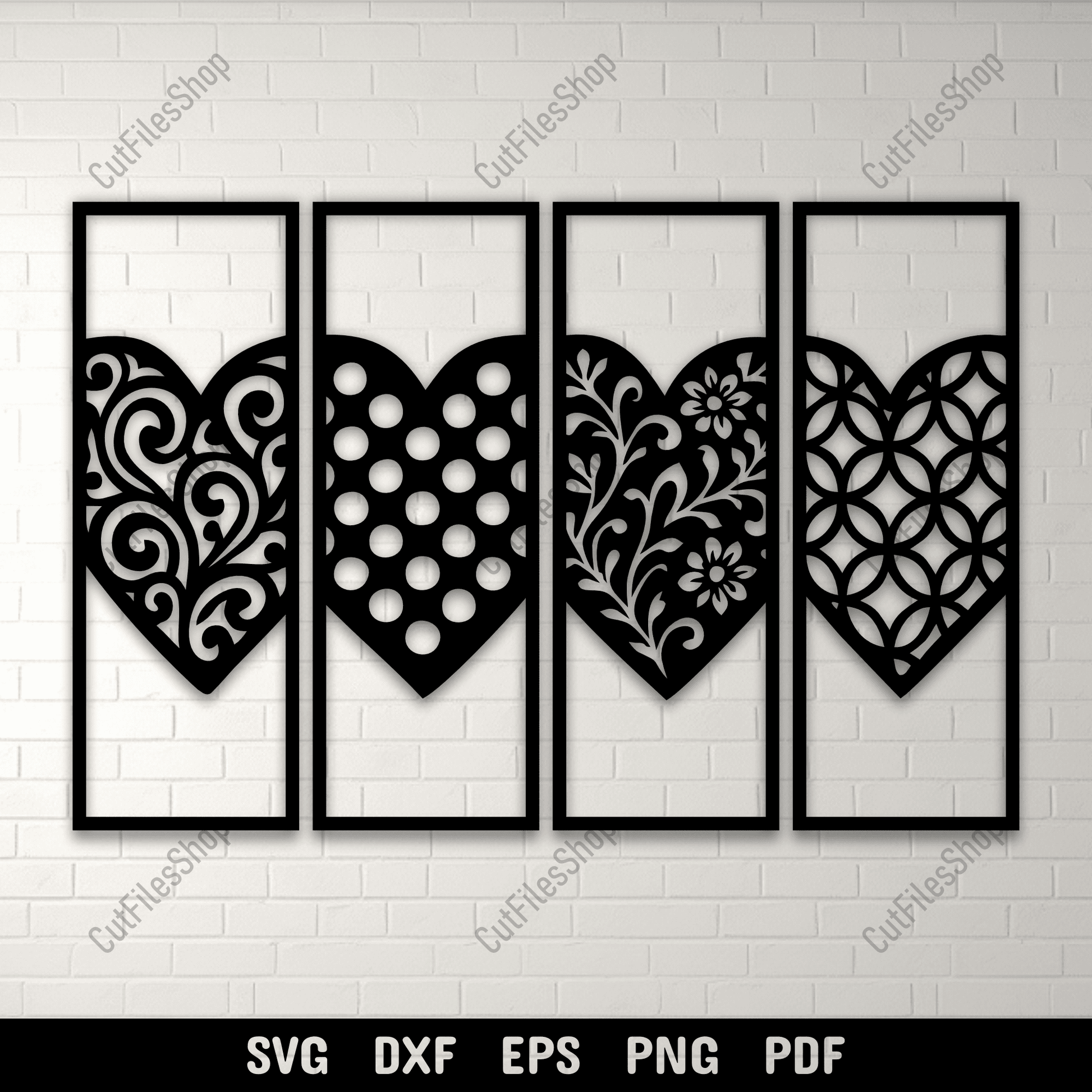 Heart Panel SVG DXF EPS PNG for laser cutting, CNC and plasma