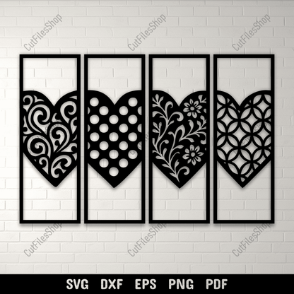 Heart Panel SVG DXF EPS PNG for laser cutting, CNC and plasma