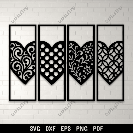 Heart Panel SVG DXF EPS PNG for laser cutting, CNC and plasma