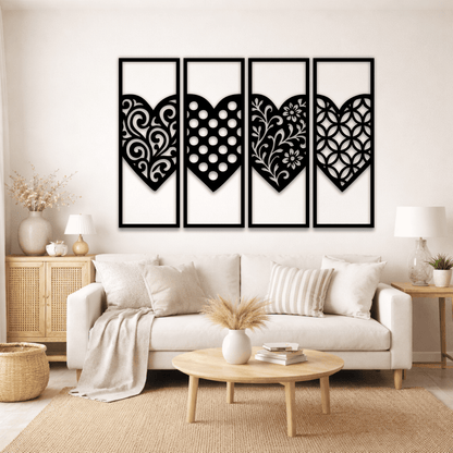 Decorative heart panel SVG DXF for Cricut, Silhouette and xTool
