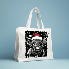 Load image into Gallery viewer, Christmas Highland Cow SVG, PNG, DXF for Cricut, Silhouette &amp; Glowforge, CNC Cutting Files, Sublimation T-Shirt Design, Trendy PNG files
