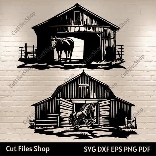 Horse ranch dxf for Plasma, Horse Barn Dxf for Laser, Ranch Dxf Files, Svg for Cricut, CNC metal cutting, Horse Svg for Cnc router, horse cnc design, horse dxf for router, horse cnc, farm life svg, farm scene dxf for laser, horse silhouette dxf, free dxf files, horse wall metal decor dxf