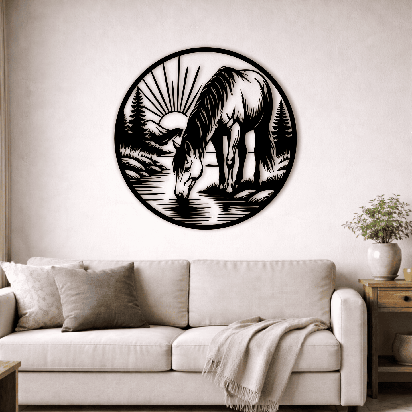 Sunset horse laser cut file for Glowforge