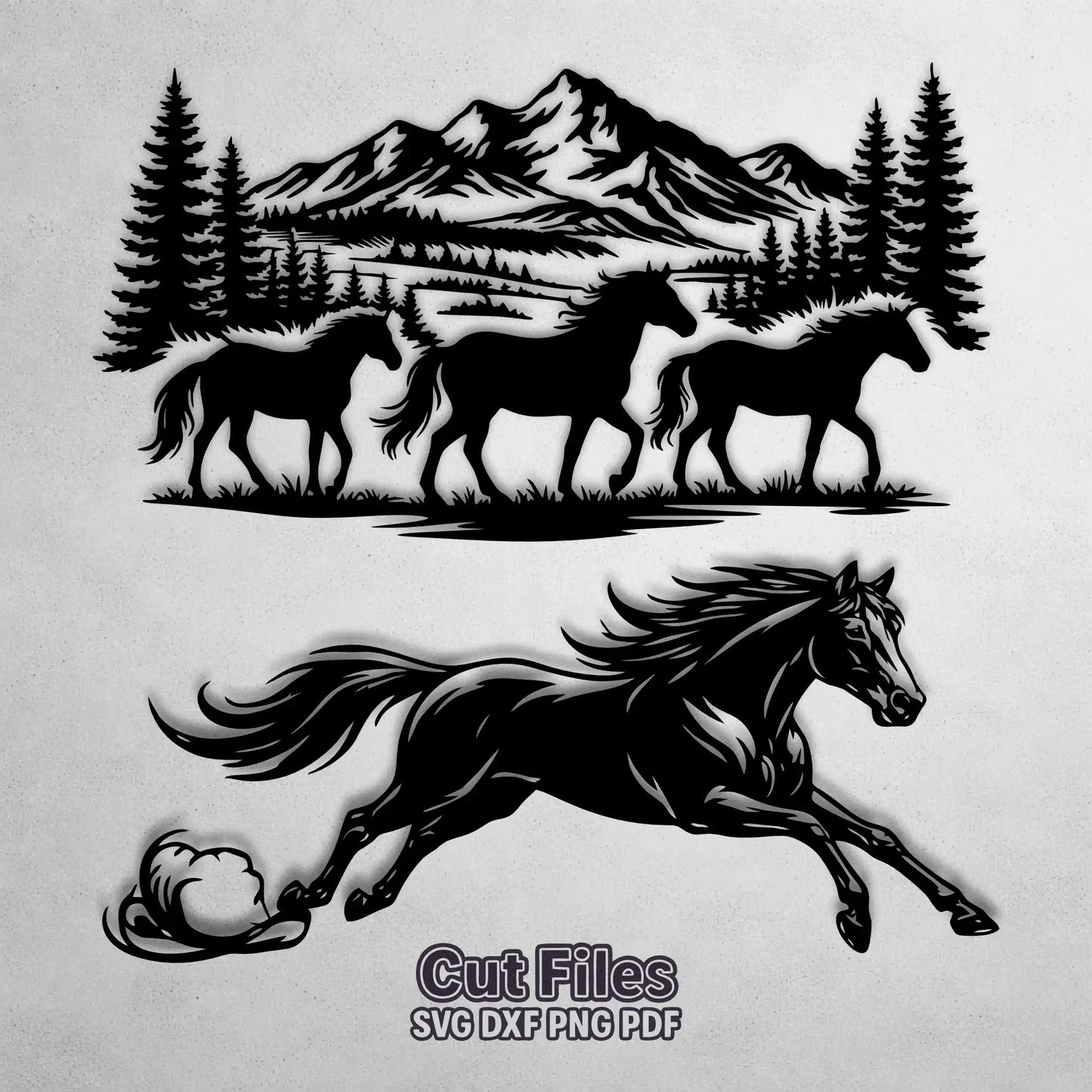 wild horse silhouette svg laser files