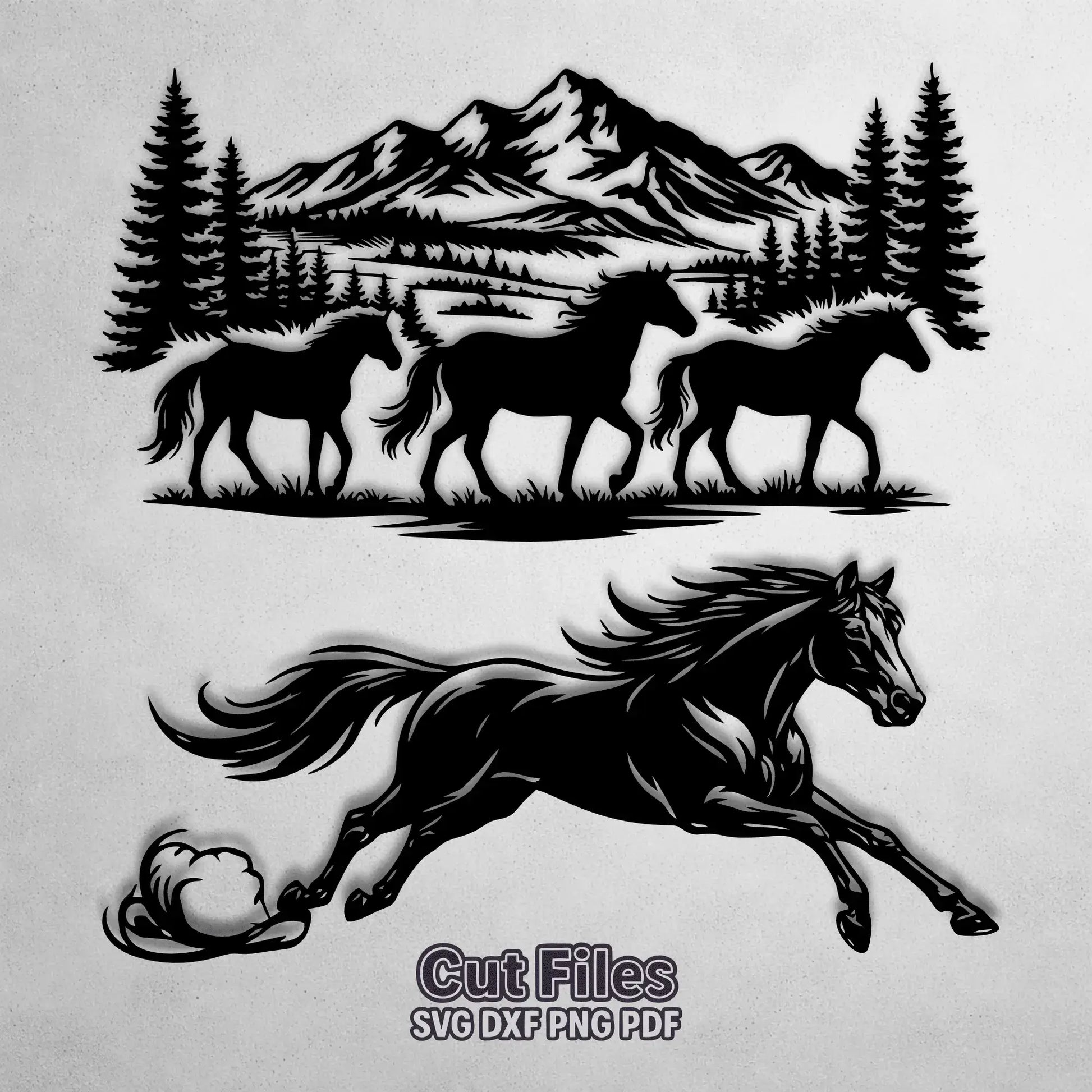 wild horse silhouette svg laser files
