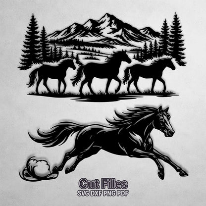 wild horse silhouette svg laser files