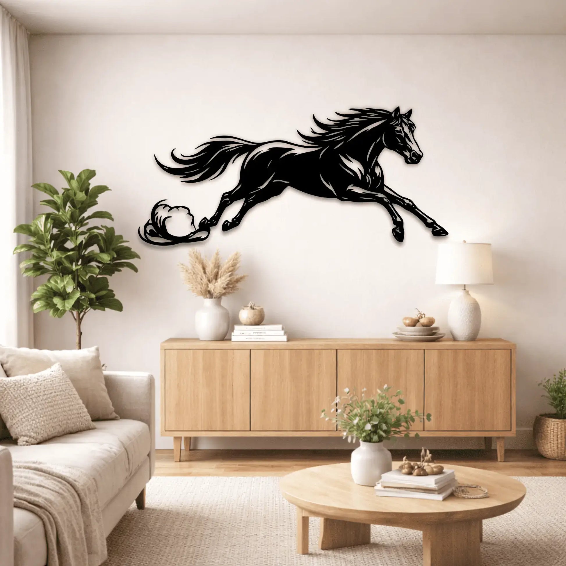 wild horse mountain scene metal wall art dxf
