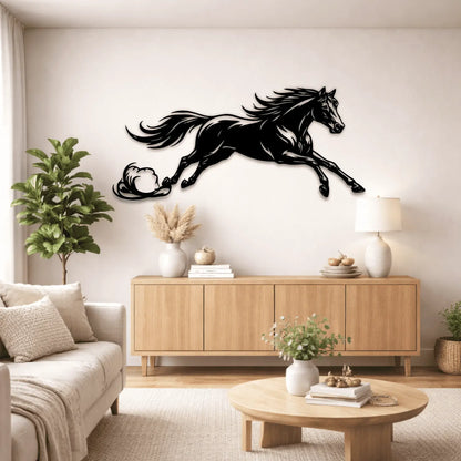 wild horse mountain scene metal wall art dxf