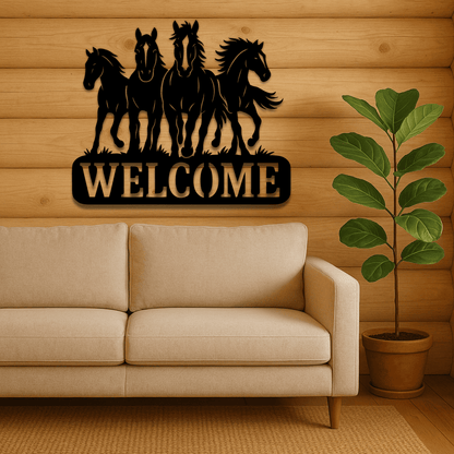 Horses Welcome DXF SVG for laser cutting, CNC and plasma