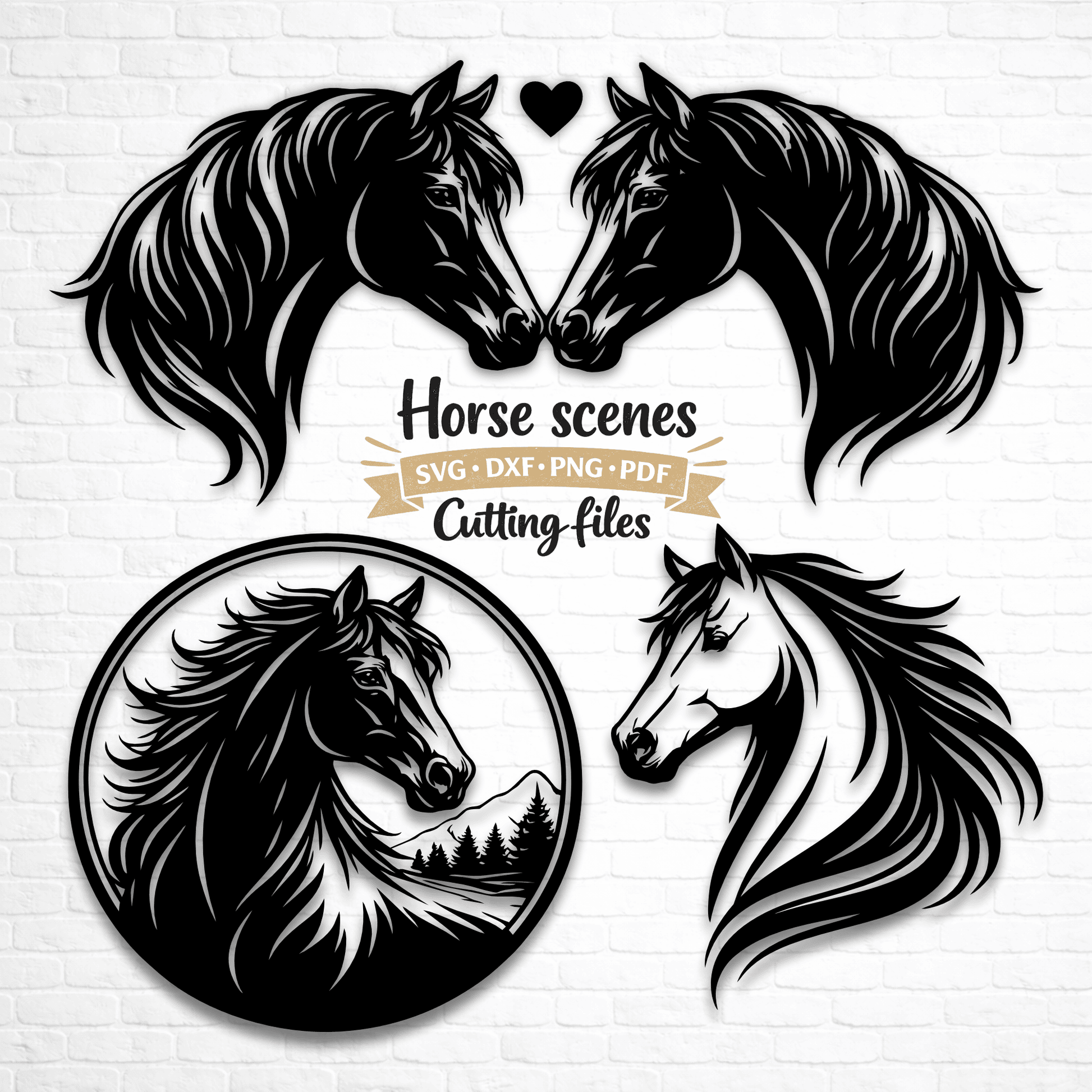 horse couple svg laser cut files