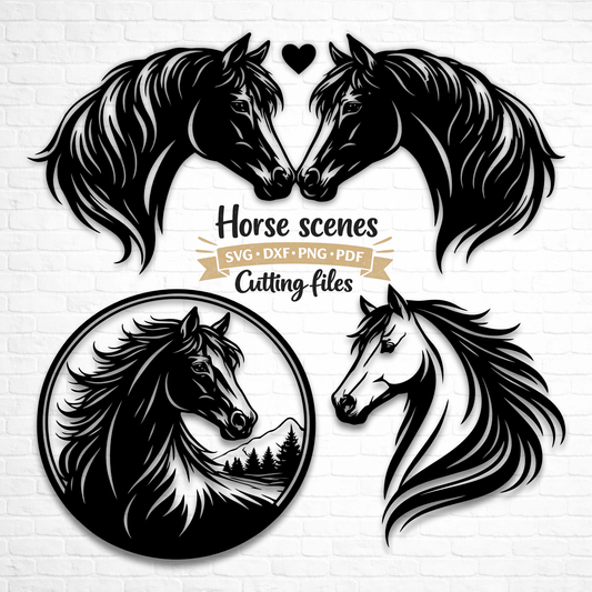 horse couple svg laser cut files