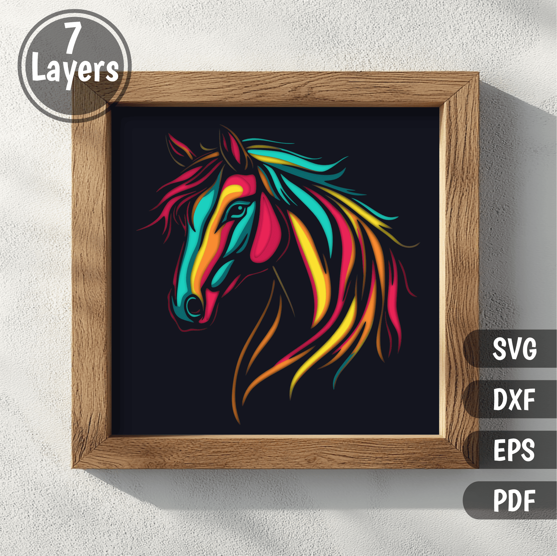 horse head layered svg for laser cutting