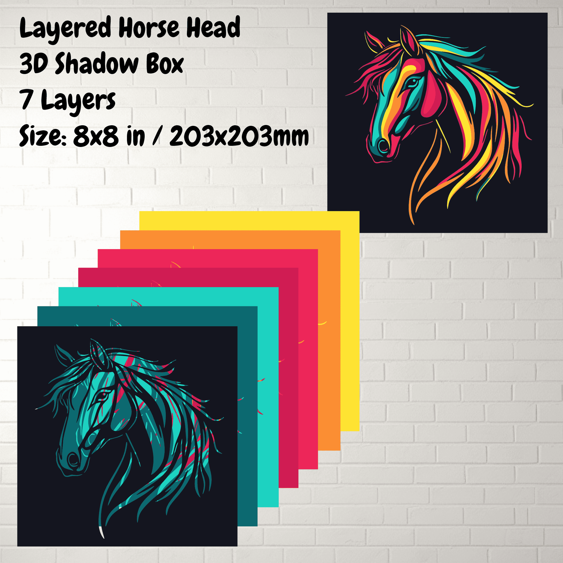 decorative horse head layered svg artwork