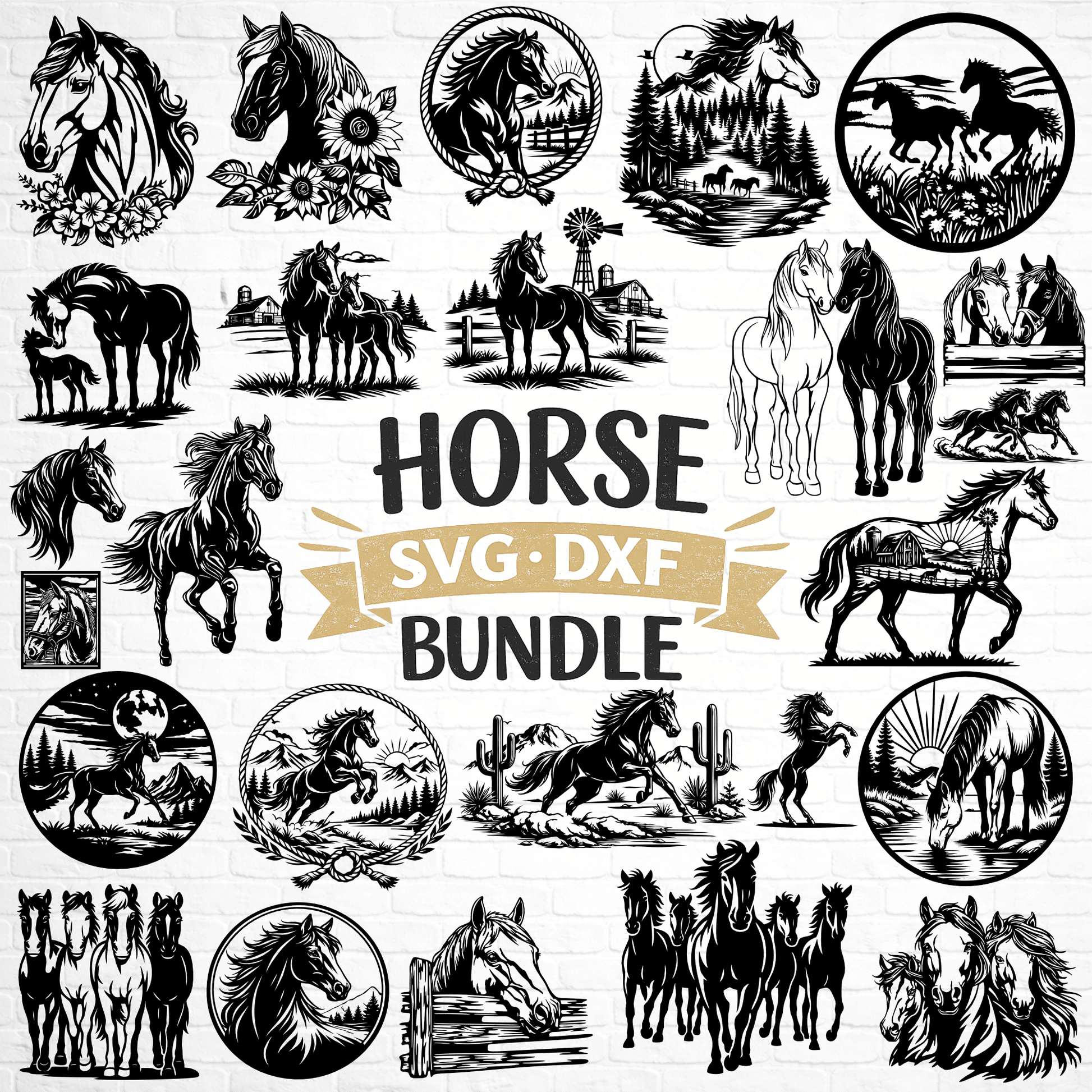 Horse SVG bundle 100 designs for CNC and laser