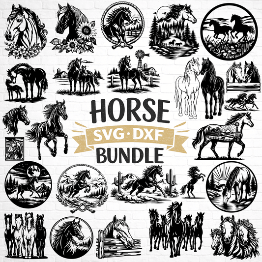 Horse SVG bundle 100 designs for CNC and laser