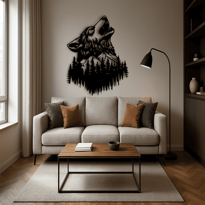 Wolf head mountain forest SVG for Glowforge engraving