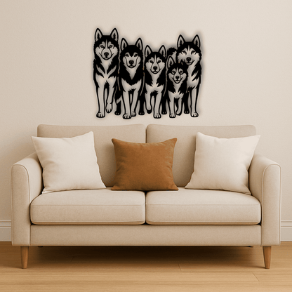 Group of wolves vector cut file