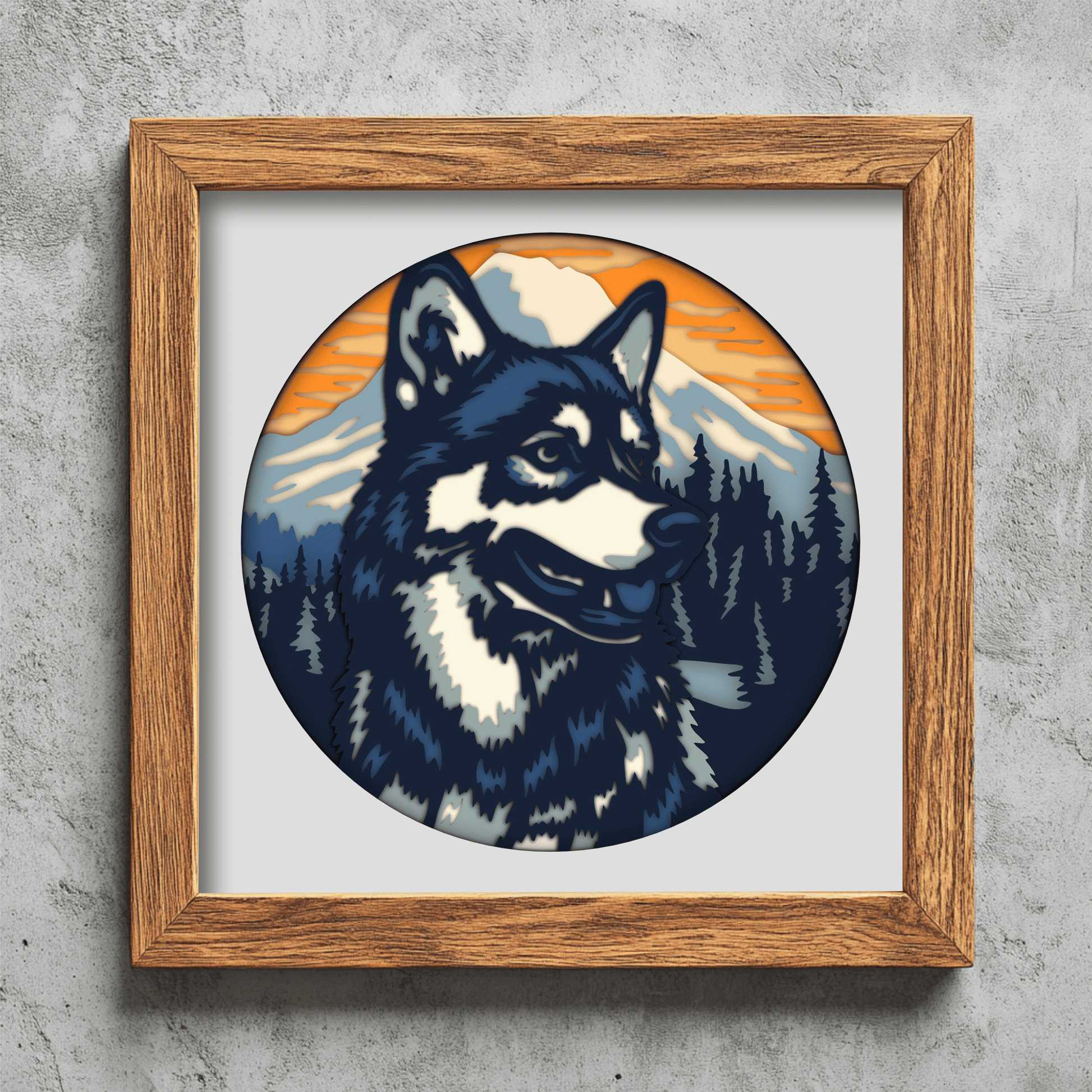 Husky layered svg shadow box multilayer wildlife design