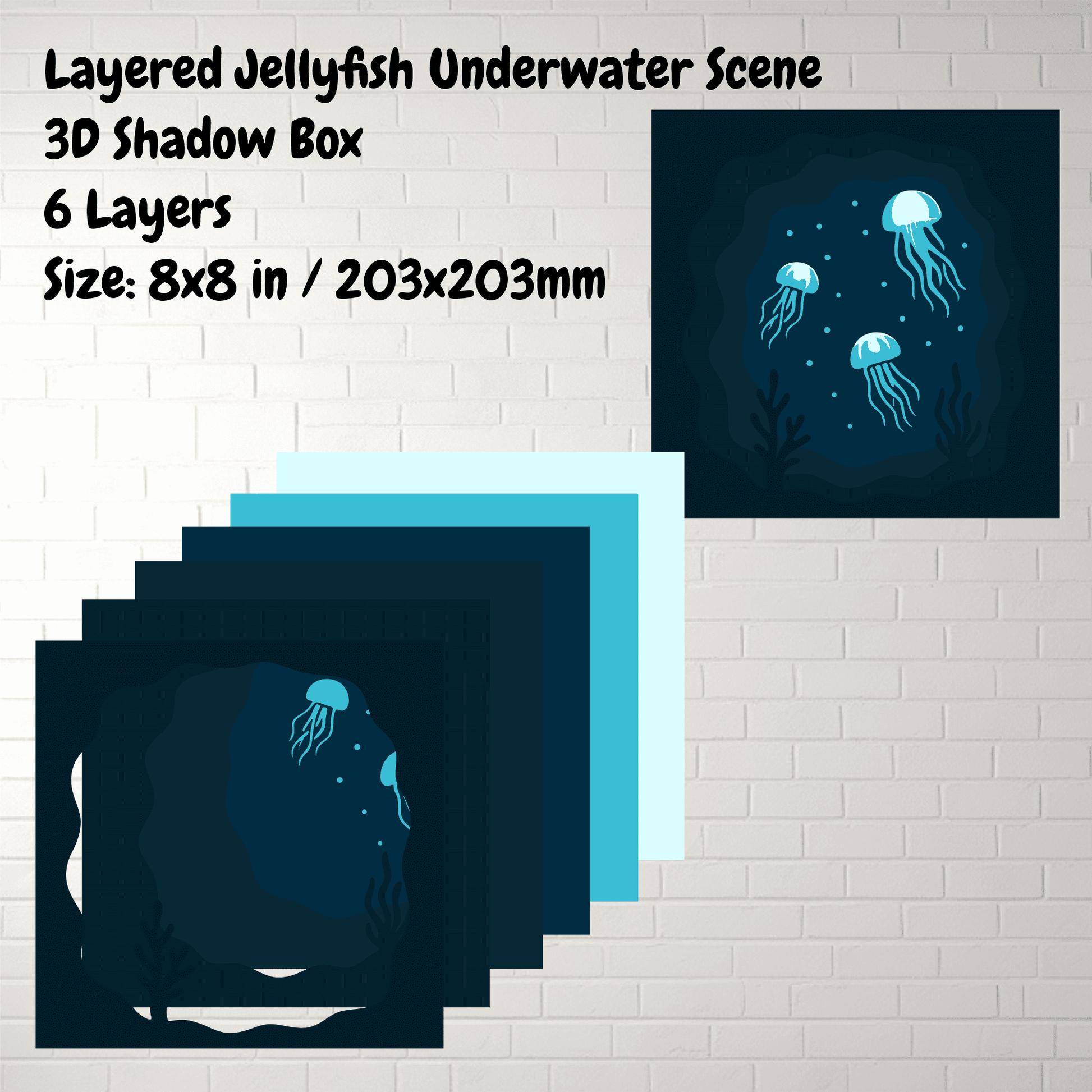 Digital download ocean shadow box SVG DXF PDF EPS cutting files