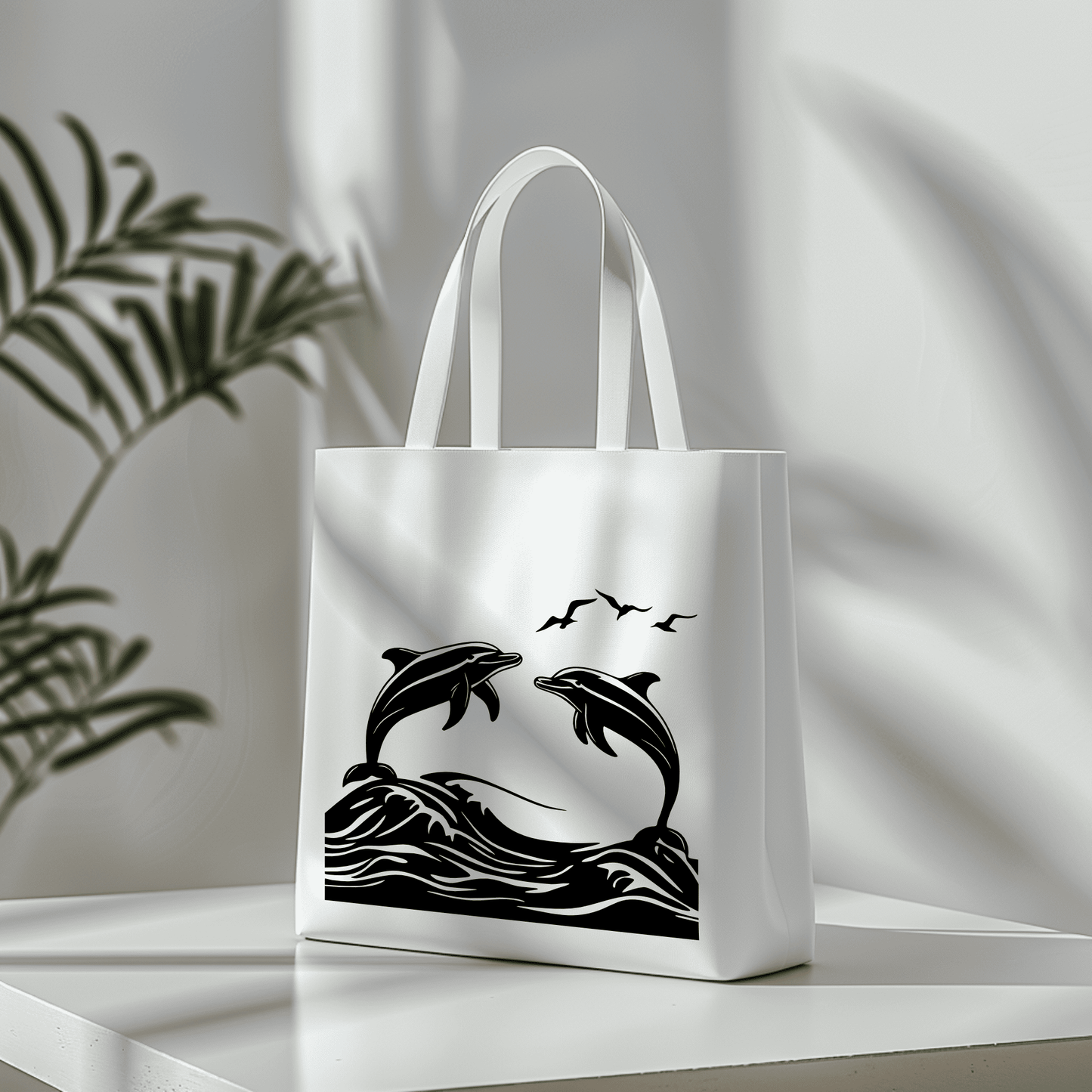 Coastal dolphin metal wall art with waves