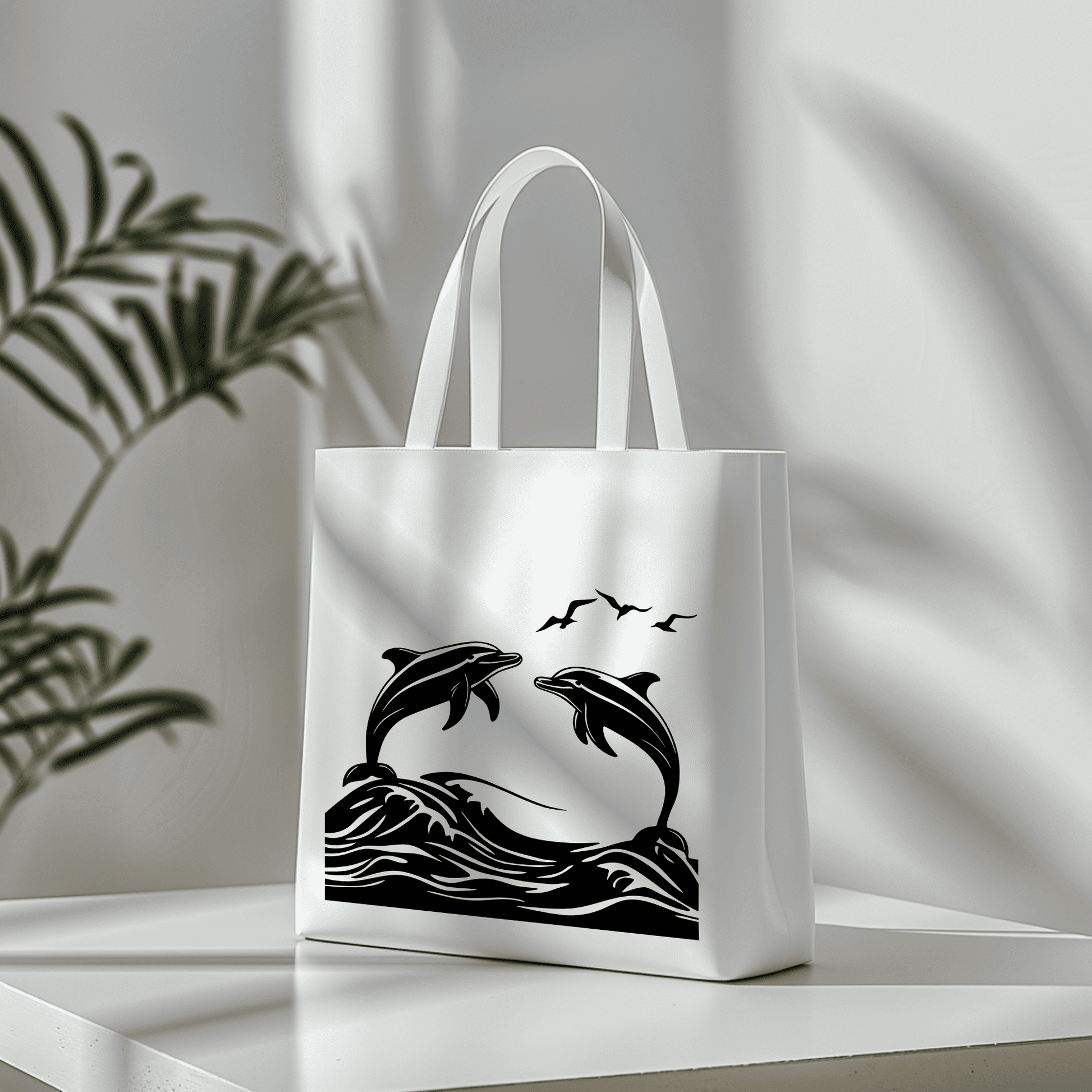 Coastal dolphin metal wall art with waves