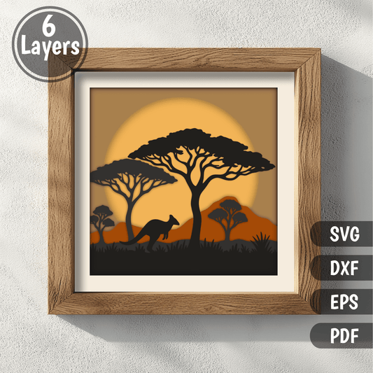 african safari layered svg shadow box design