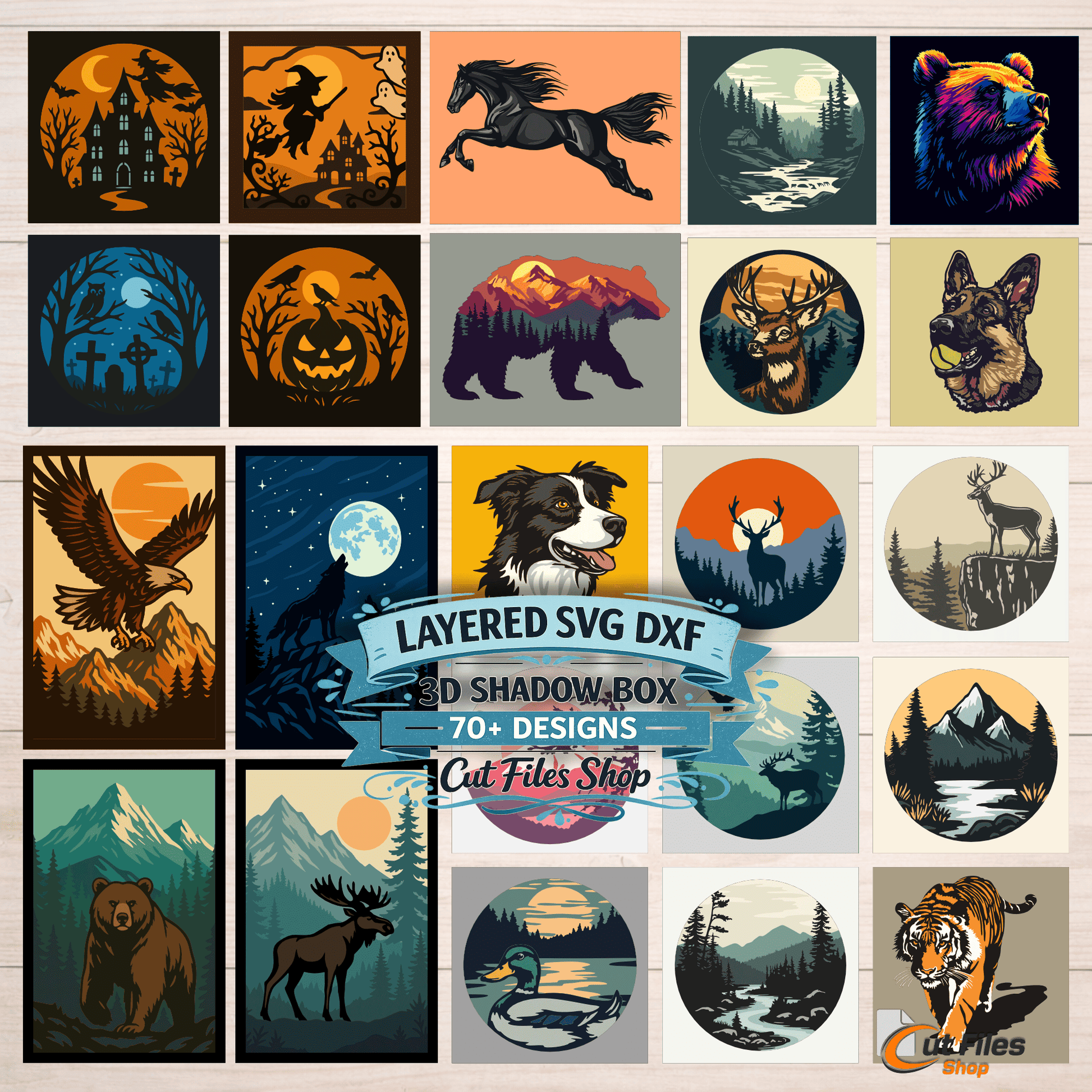 3d shadow box svg bundle multilayer designs