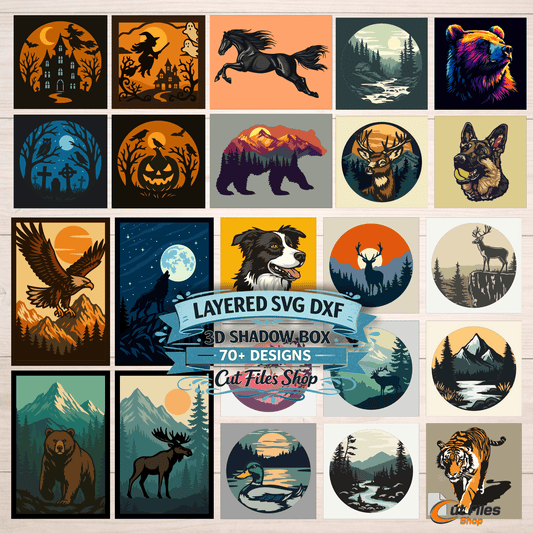 3d shadow box svg bundle multilayer designs