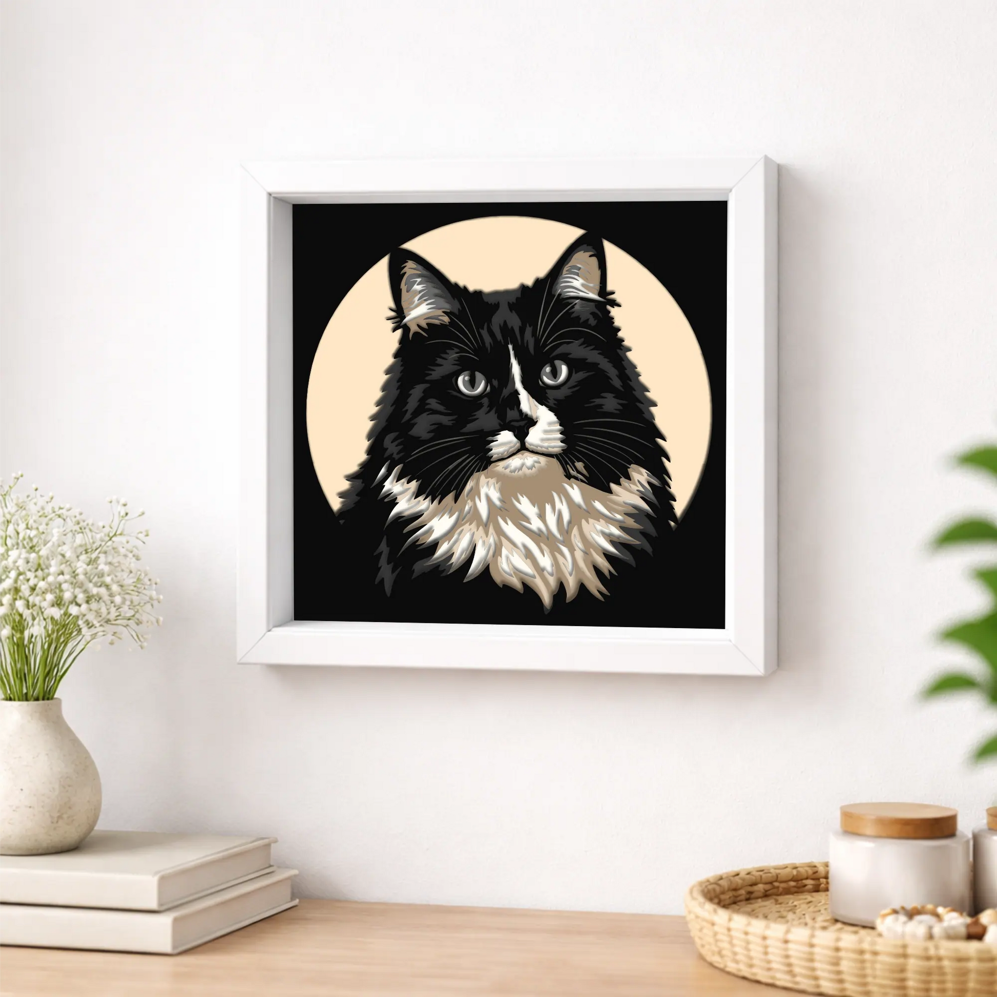 Personalized pet shadow box design created from customer photo.