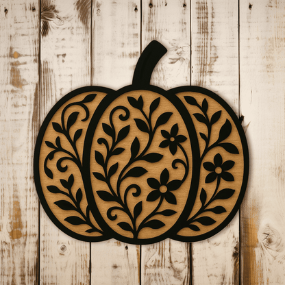 Thanksgiving floral pumpkin SVG for engraving