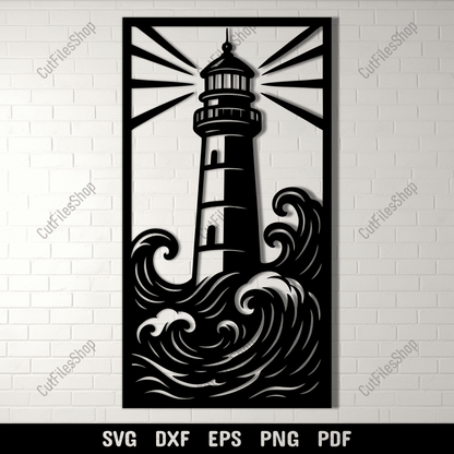 Coastal lighthouse design for plasma cutting and engraving