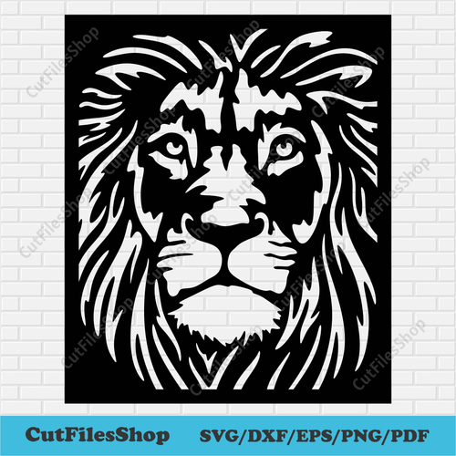 Lion panel dxf for Plasma cut, Dxf for Cnc, Cutting files for Wall Decor, Svg for Cricut, Screen dxf for metal decor, panels cnc design, panel dxf for laser cut, screen for cnc, lion screen for metal decor, wall art dxf, dxf stencils, free dxf files