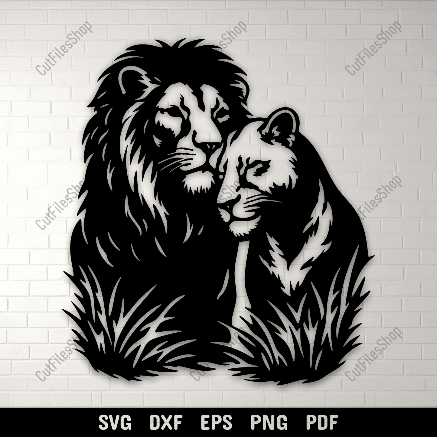 Lion Couple SVG DXF EPS PNG for laser cutting, CNC and plasma