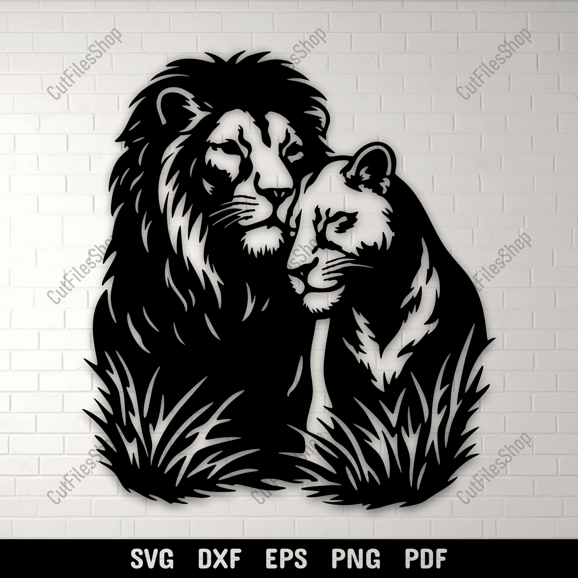 Lion Couple SVG DXF EPS PNG for laser cutting, CNC and plasma