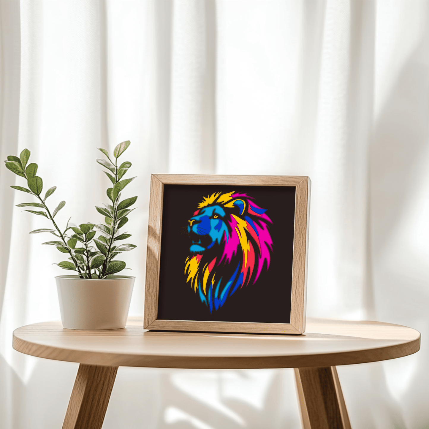 Modern abstract lion paper cut design for Cricut