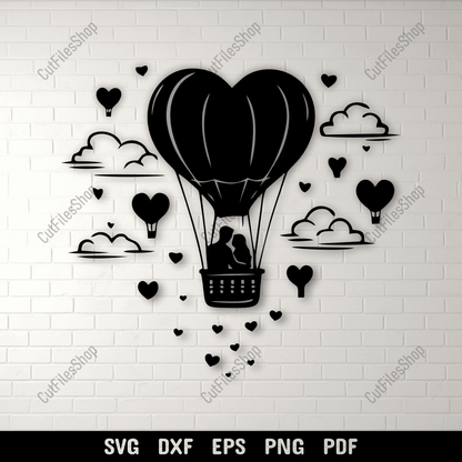 Heart Balloon SVG DXF EPS PNG for Cricut, laser cutting, CNC and sublimation