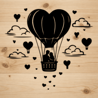 Romantic balloon couple SVG PNG for CNC plasma and wall decor