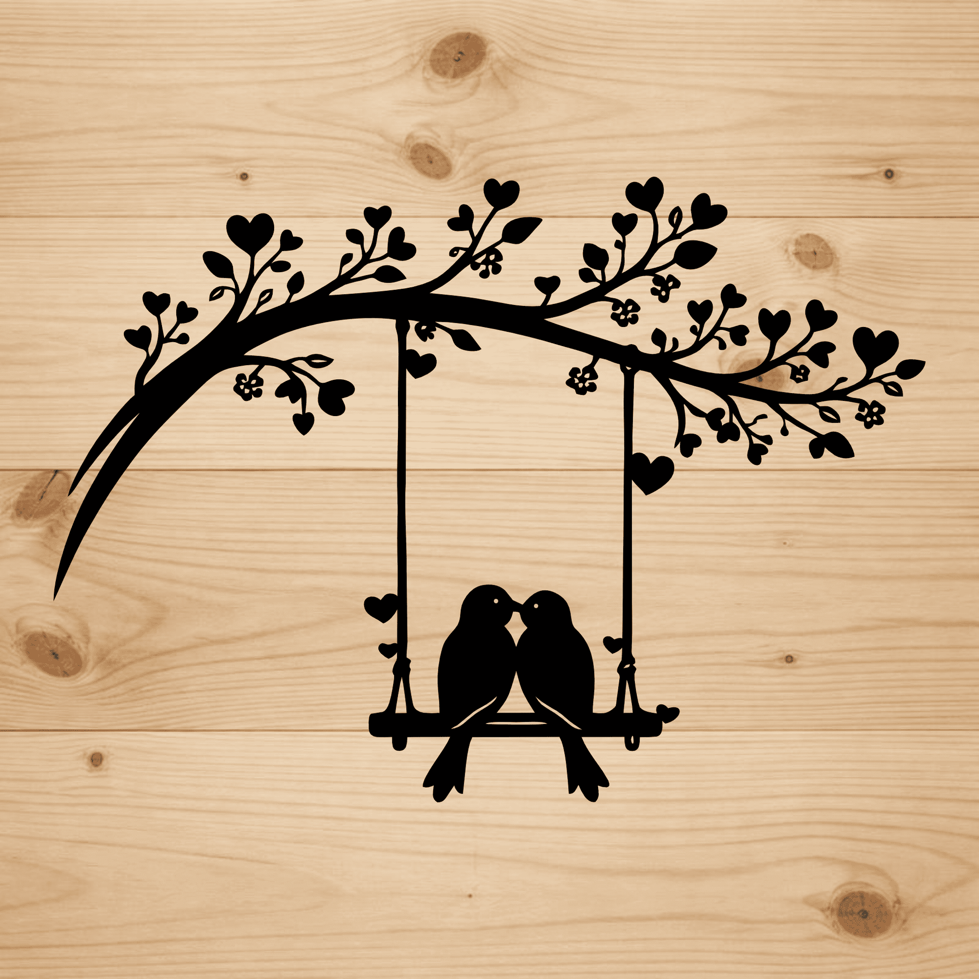Birds on swing romantic design SVG DXF for xTool, Silhouette and laser projects