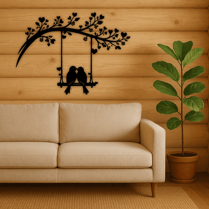 Love birds tree swing SVG PNG for CNC plasma and wall decor